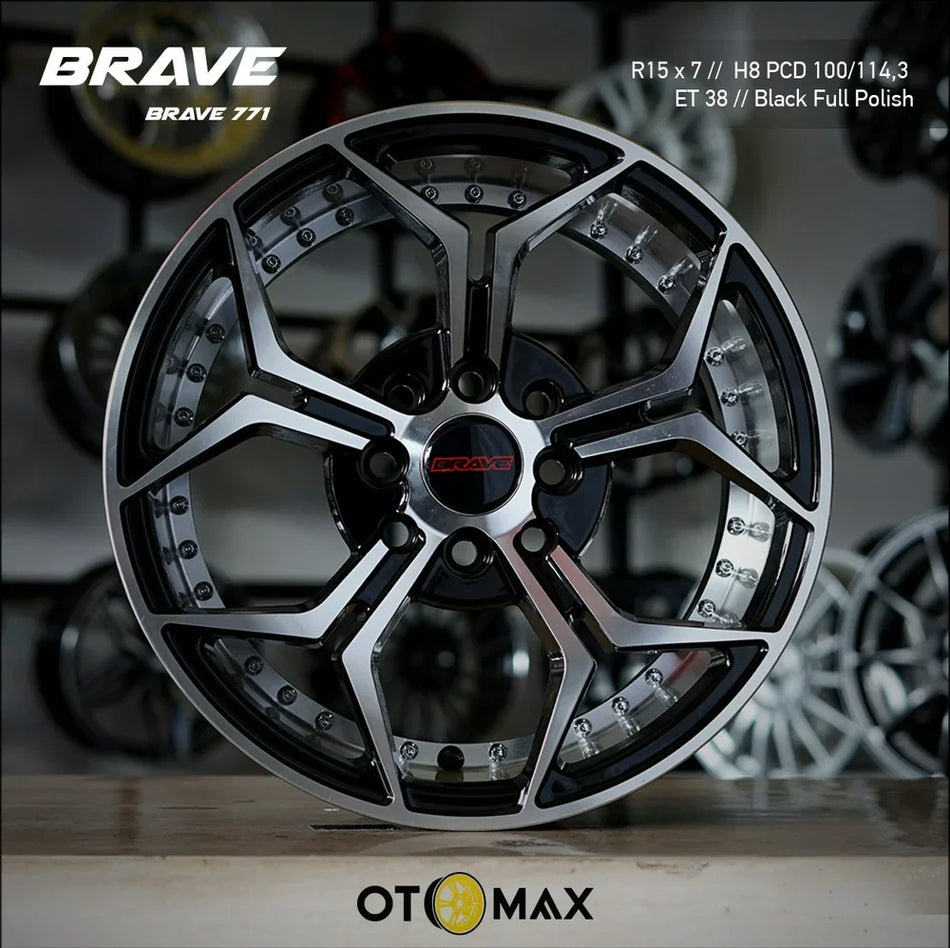 Velg Mobil Brave 771 Ring 15 Hitam Full Poles