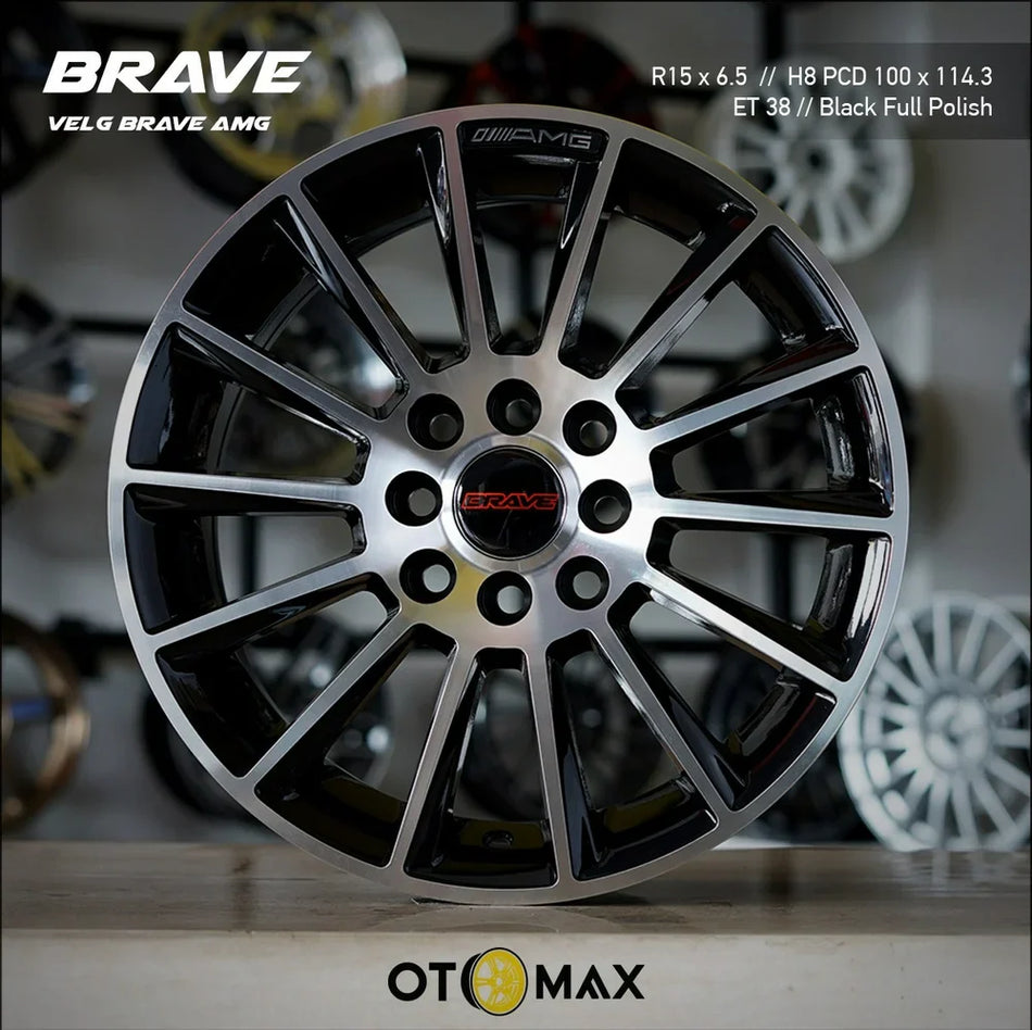 Velg Mobil Brave AMG Ring 15 Hitam Full Poles