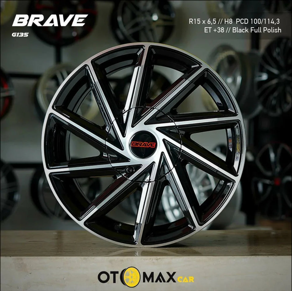 Velg Mobil Brave G135 Ring 15 Hitam Full Poles