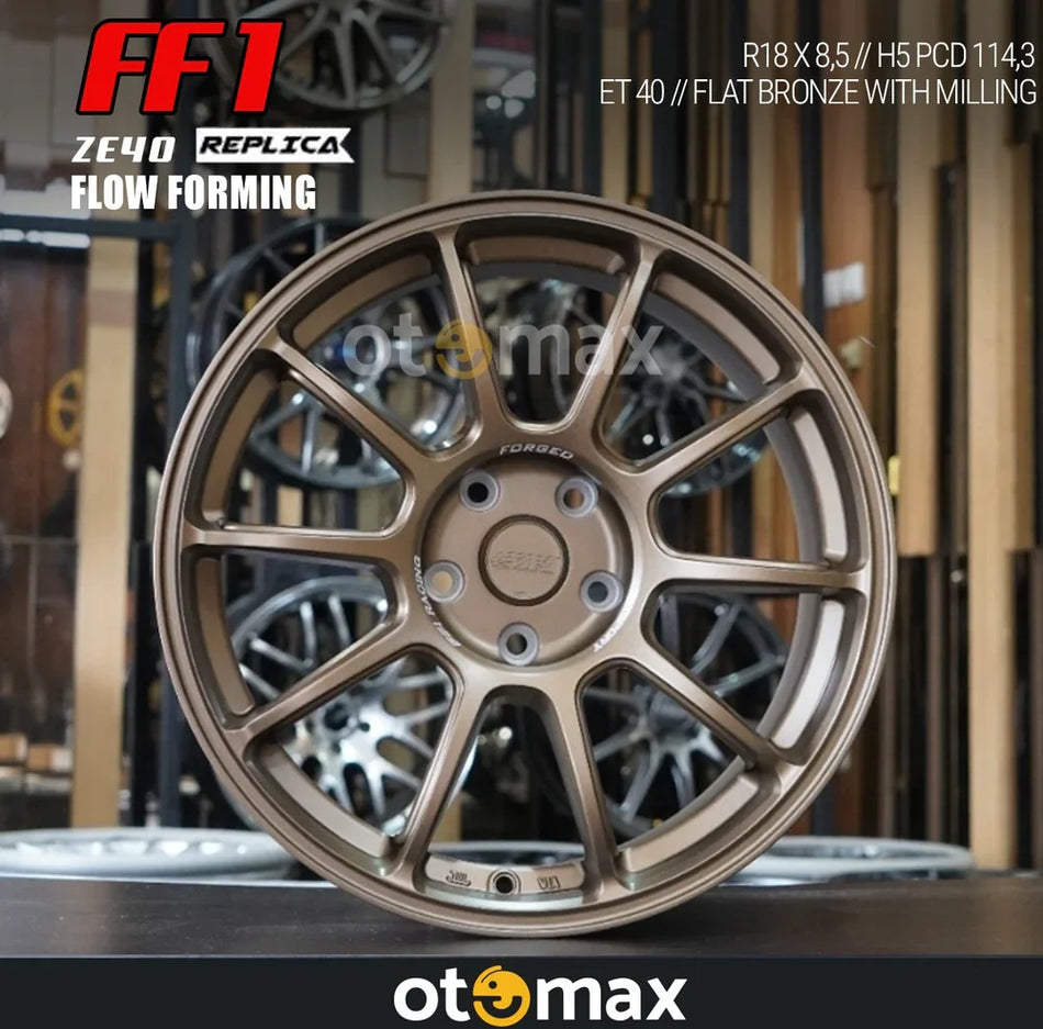 Velg Mobil FF1 Ze40 Ring 18 Flat Bronze Dengan Penggilingan