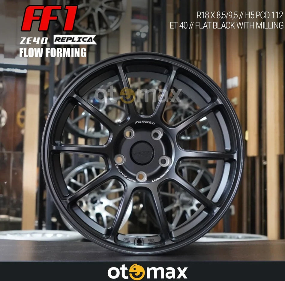 Velg Mobil FF1 Ze40 Ring 18 PCD 112 Flat Black Dengan Milling