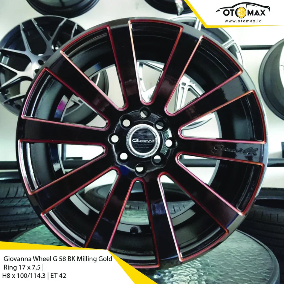 Velg Mobil Giovanna Wheel G 58 BK Milling Cincin Emas 17