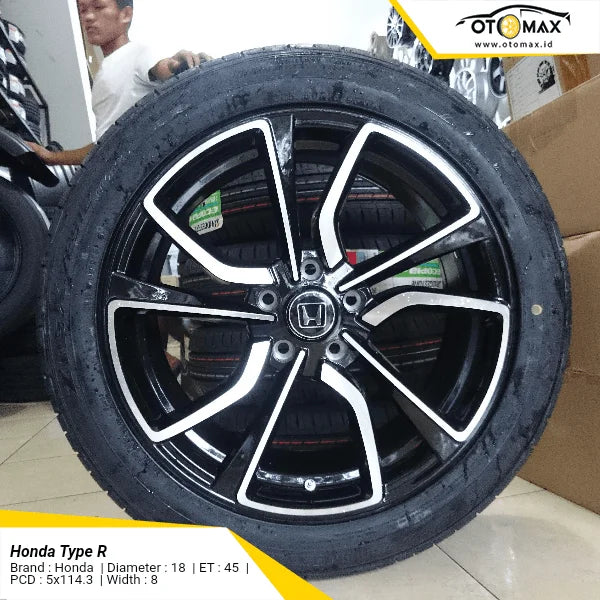 Velg Mobil Honda Civic Type R 1859 Ring 18 H5 Black Polish