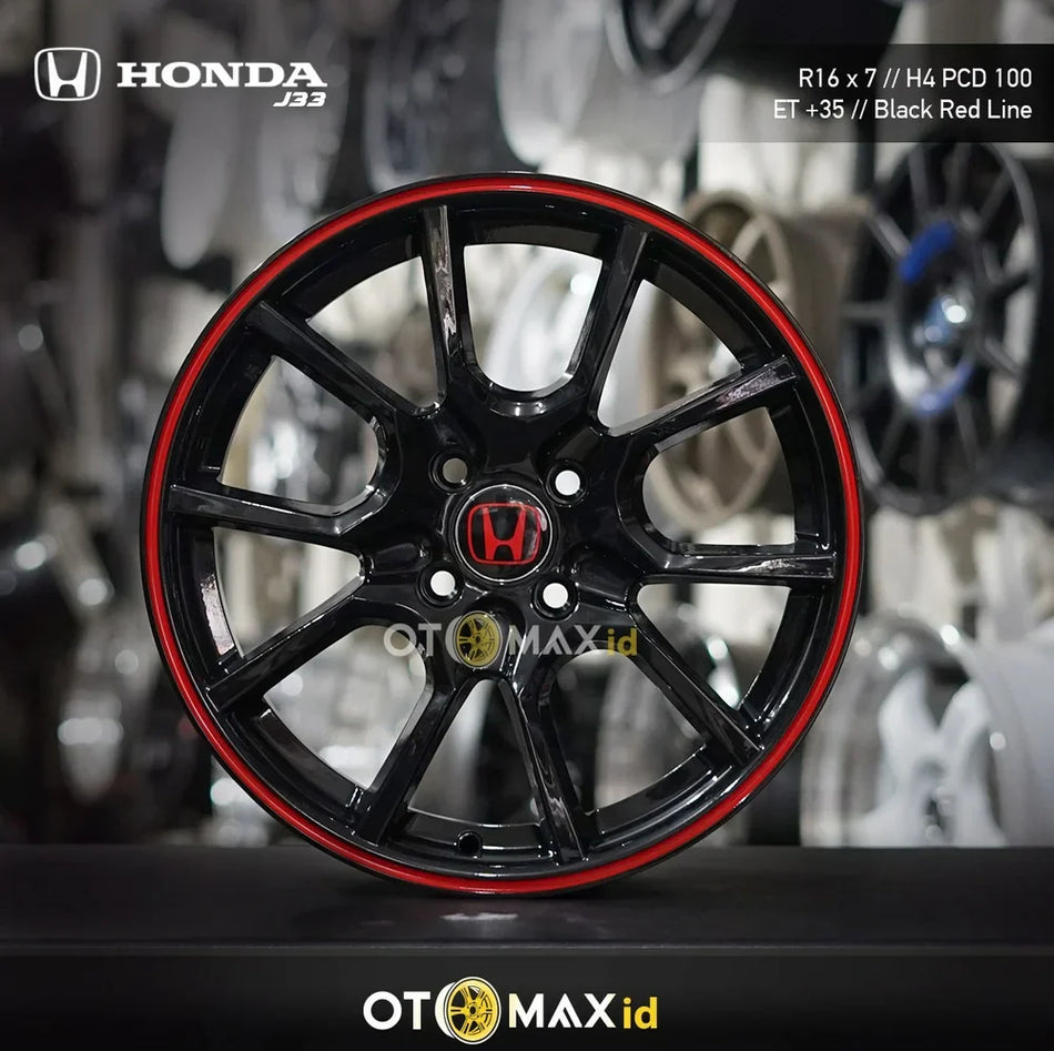 Velg Mobil Honda Ring 16 Garis Hitam Merah