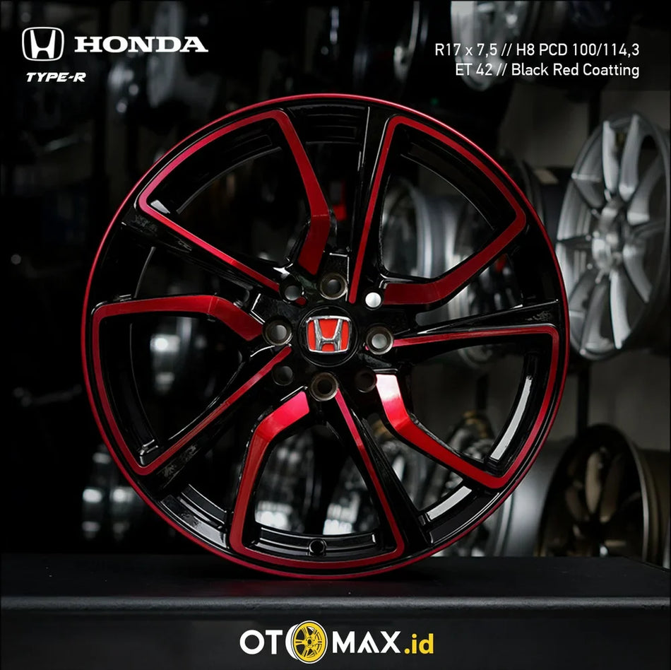 Velg Mobil Honda Type R Ring 17 Garis Hitam Merah