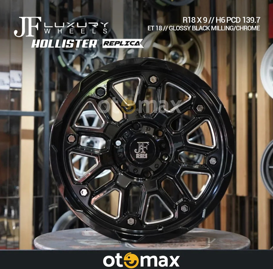 Velg Mobil JF Luxury Hollister Ring 18 Gloss Hitam Penggilingan