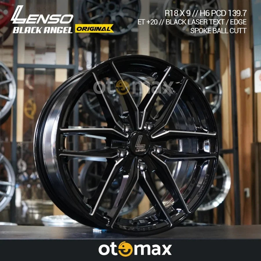 Velg Mobil Lenso Black Angel V9 Original Ring 18 Teks Laser Hitam