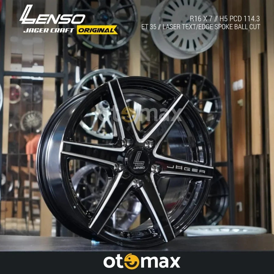 Velg Mobil Lenso Jager Craft Ring 16 H5 Teks Laser/Potongan Bola Jeruji Tepi