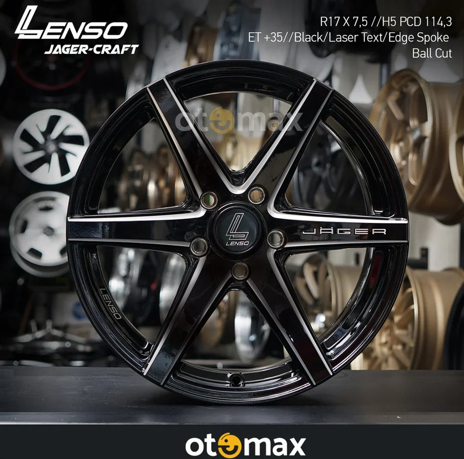 Velg Mobil Lenso Jager Craft Ring 17 H5 Potongan Bola Jeruji Tepi Teks Laser Hitam