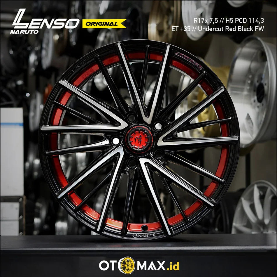 Velg Mobil Lenso Naruto Ring 17 H5 Undercut Merah Hitam FW