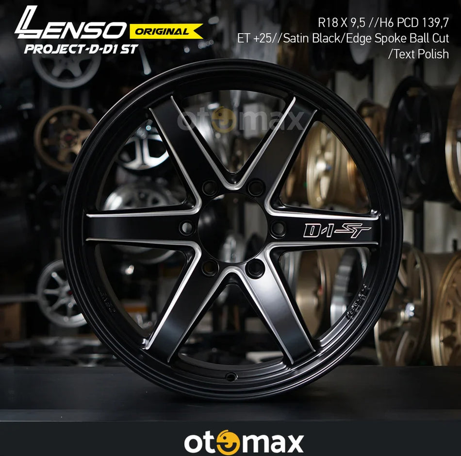 Velg Mobil Lenso Project D D1 ST Ring 18 Satin Hitam/Potongan Bola Jeruji Tepi