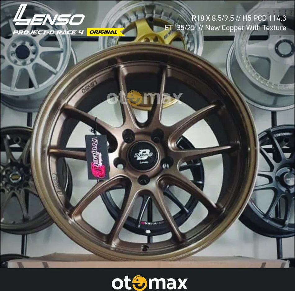 Velg Mobil Lenso Project D Race 4 Ring 18 Tembaga baru Dengan Tekstur