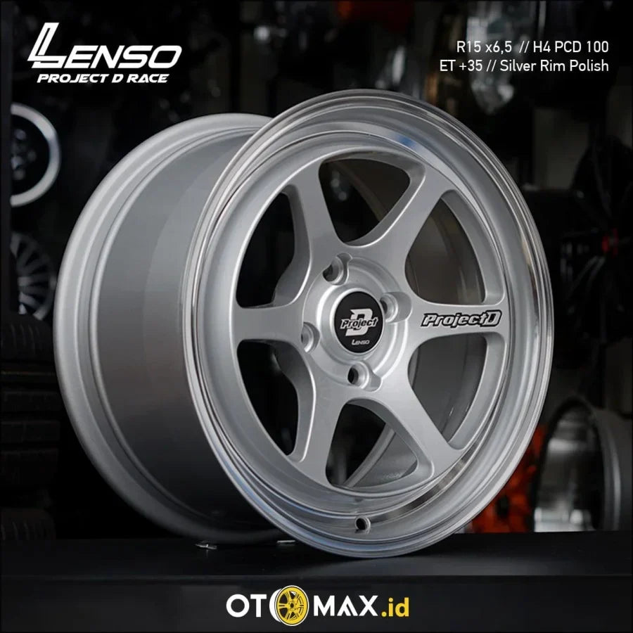 Velg Mobil Lenso Project D Race Ring 15 Silver Rim Polish