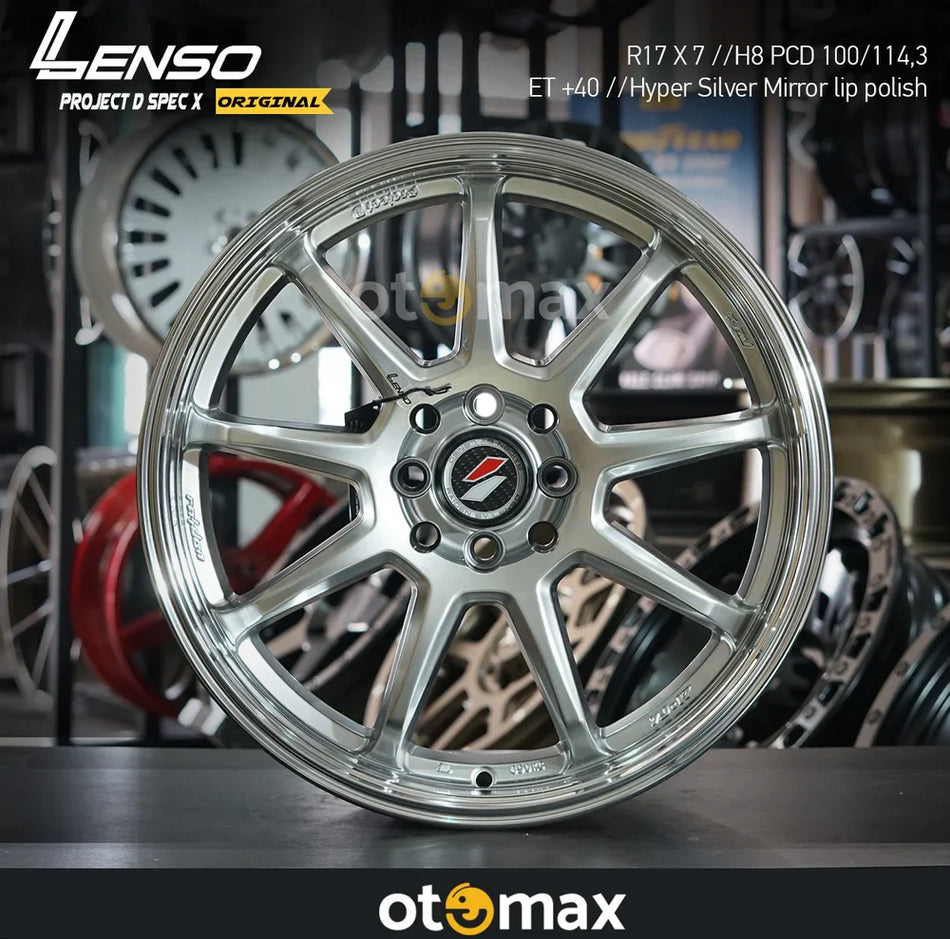 Velg Mobil Lenso Project D Spec X Ring 17 Hyper Silver Mirror Lip Polish