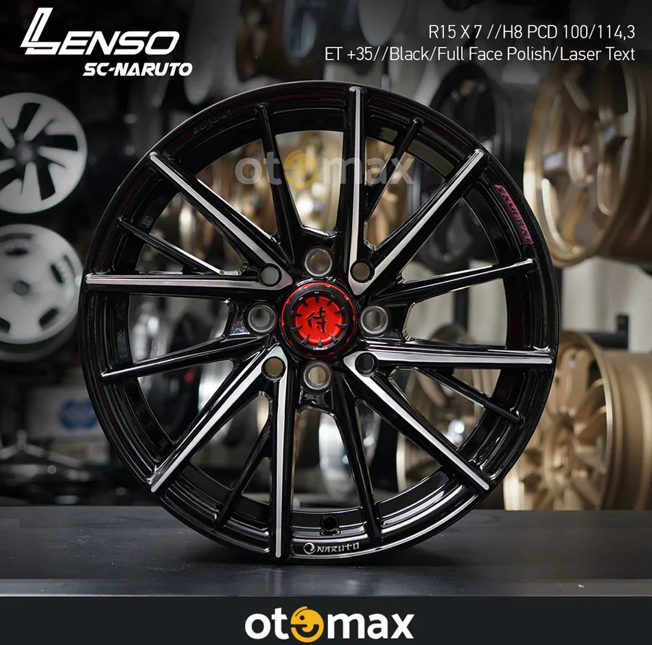 Velg Mobil Lenso SC Naruto Ring 15 H8 Black Full Face Polish Laser Taxt