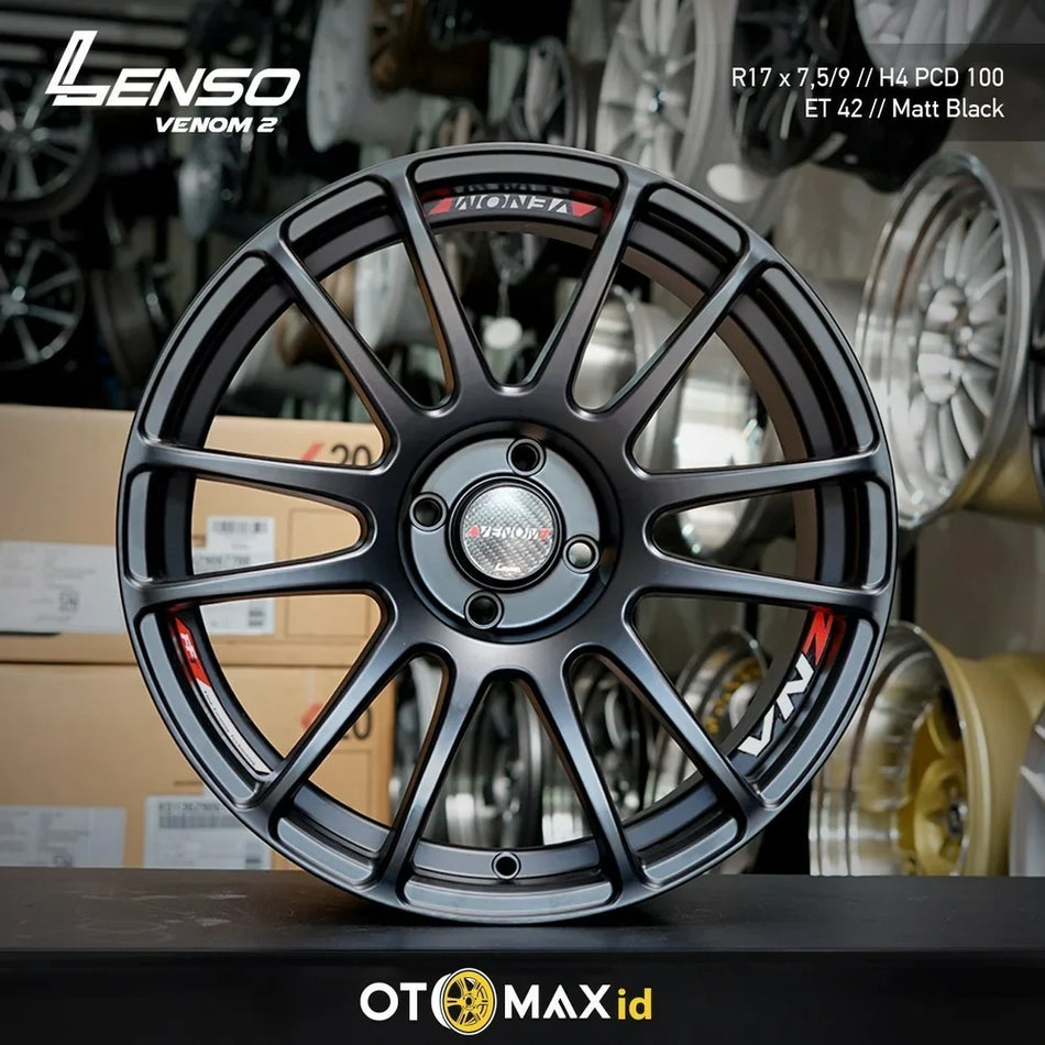 Velg Mobil Lenso Venom 2 High Ring 17 H4 Matt Hitam