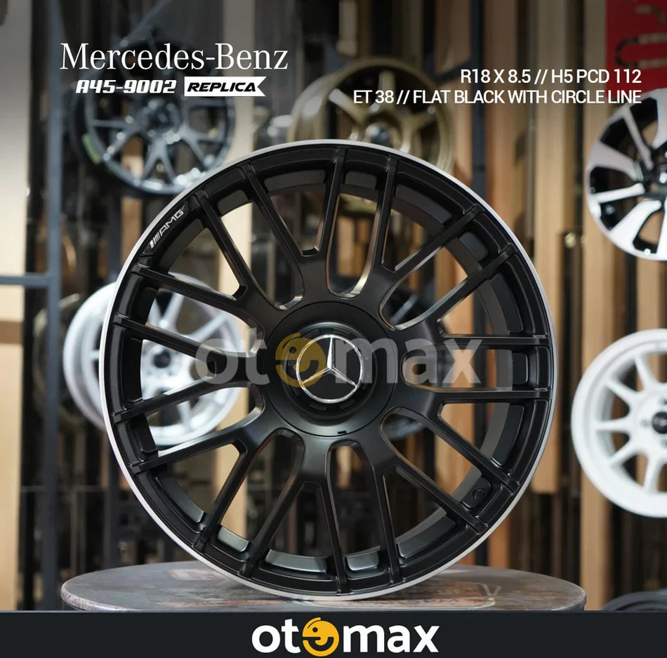 Velg Mobil Mercedes Benz A45-02 Ring 18 Flat Black With Chrcle Line