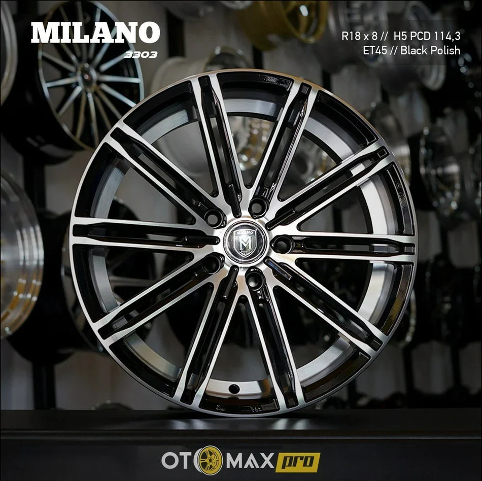 Velg Mobil Milano 3303 Ring 18 Black Polish