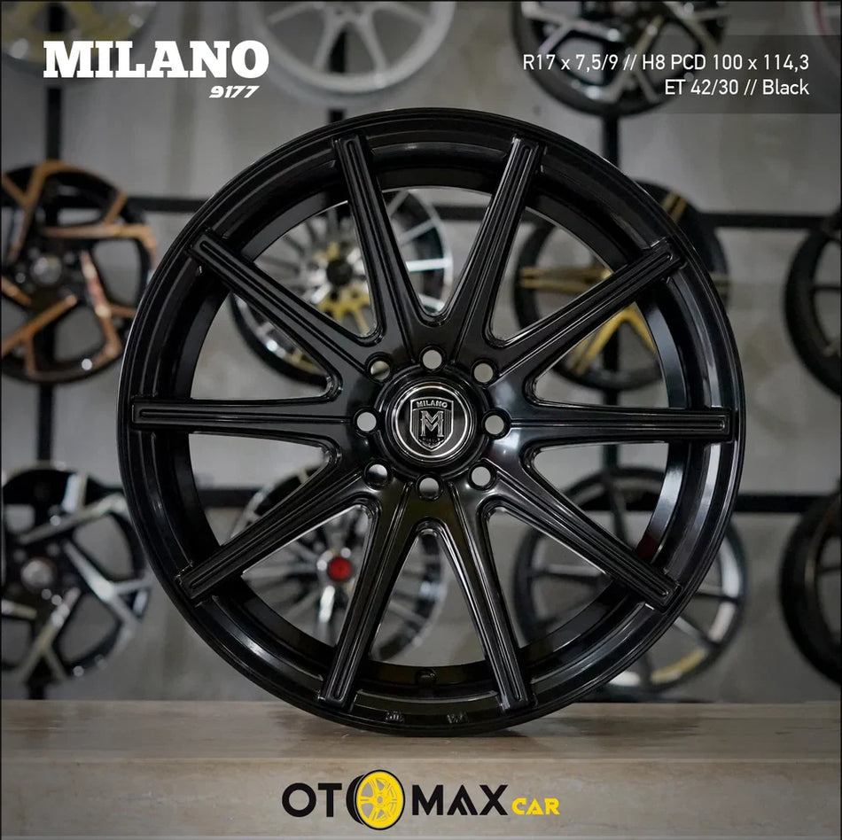 Velg Mobil Milano 9177 Ring 17 Hitam