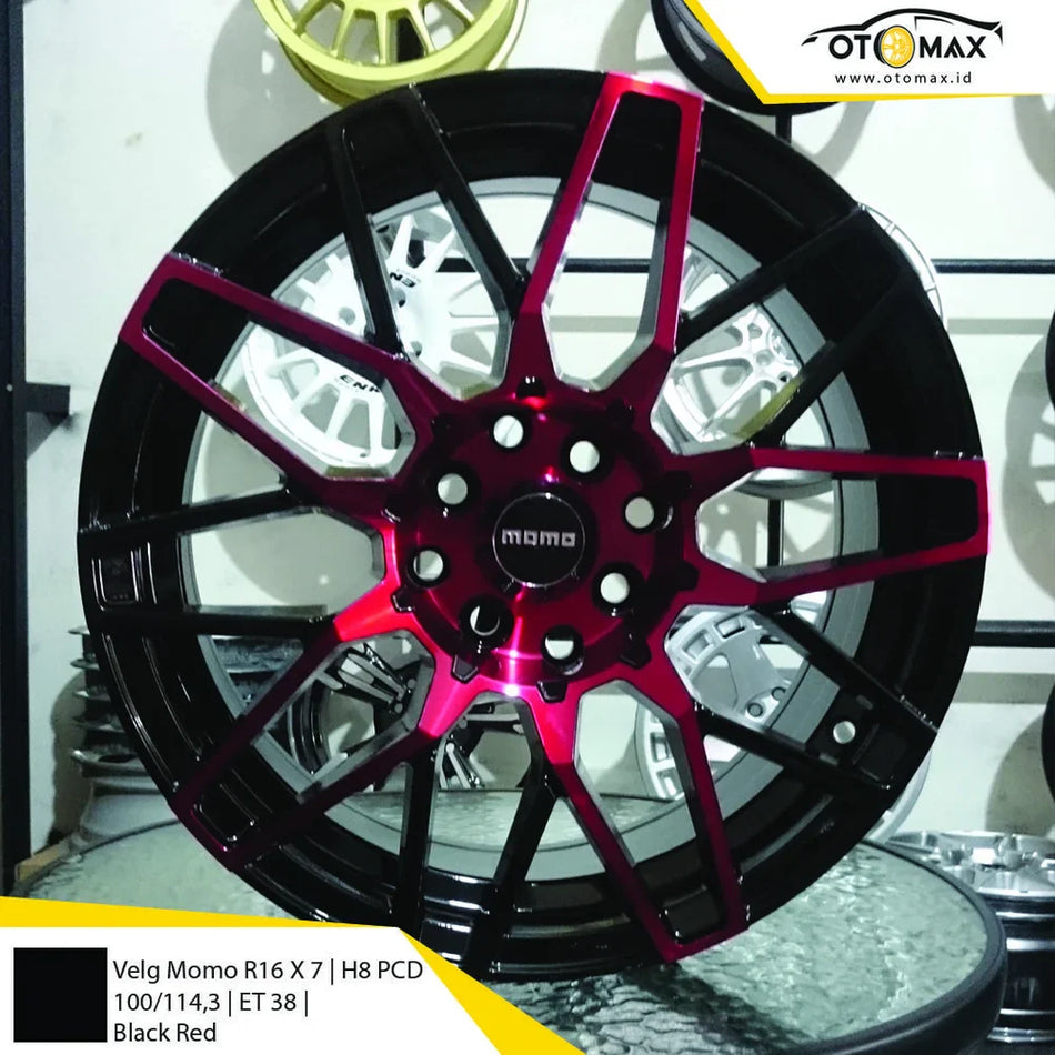 Velg Mobil Momo 1168A Ring 16 Hitam Merah