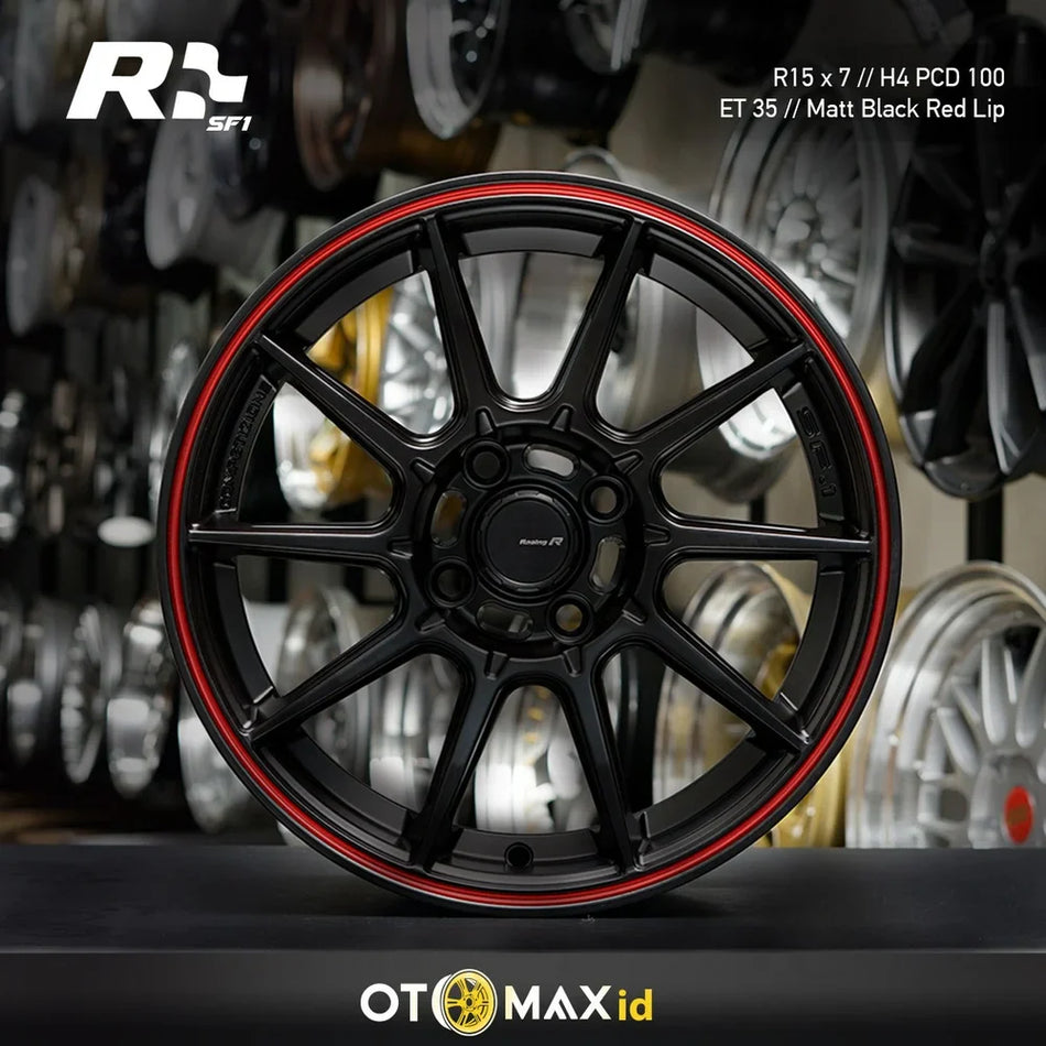 Velg Mobil Racing R SF1 Ring 15 Matt Bibir Merah Hitam