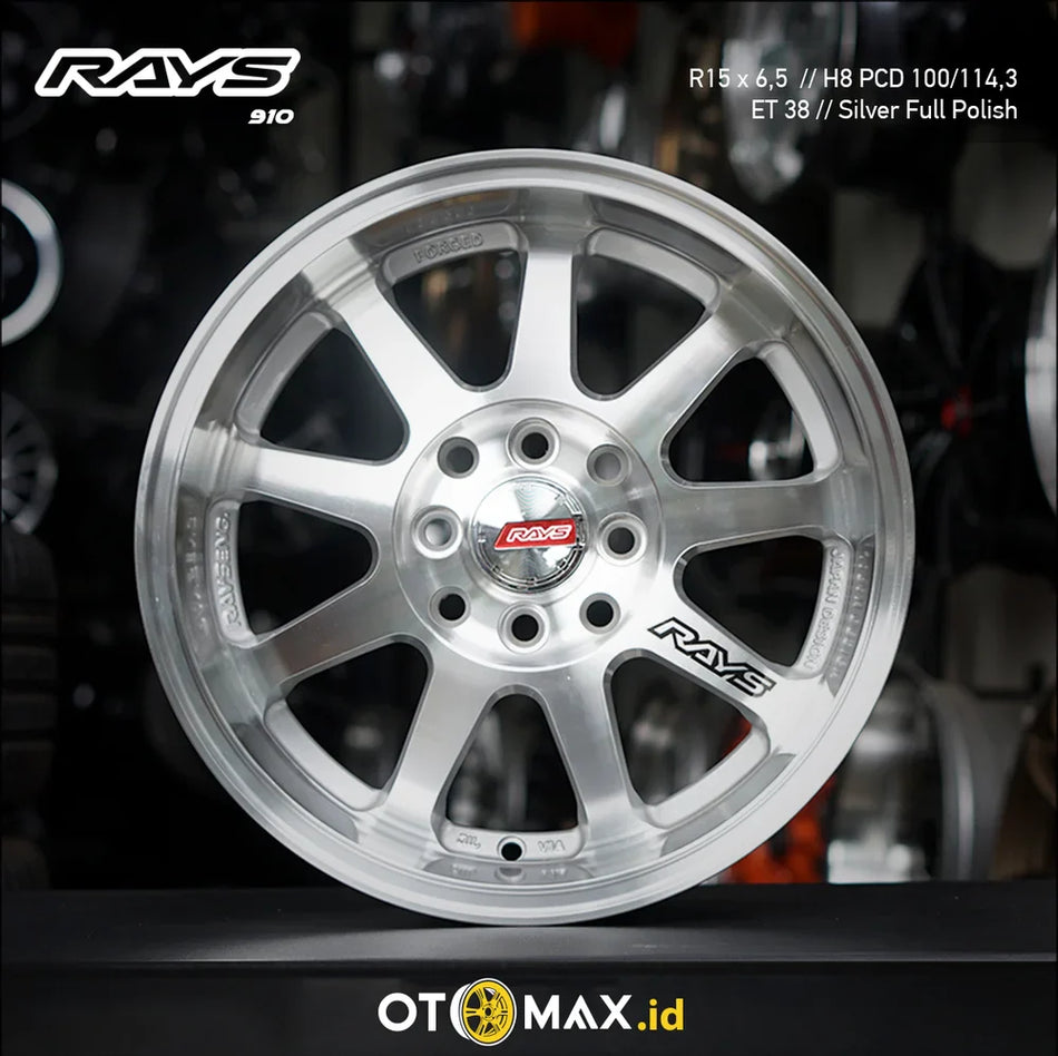 Velg Mobil Rays 910 Ring 15 Silver Full Polish