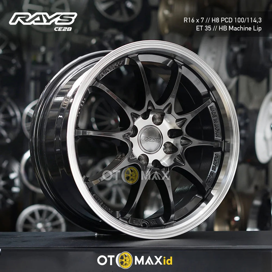 Velg Mobil Rays Ring 16 Hyper Black Machine Bibir