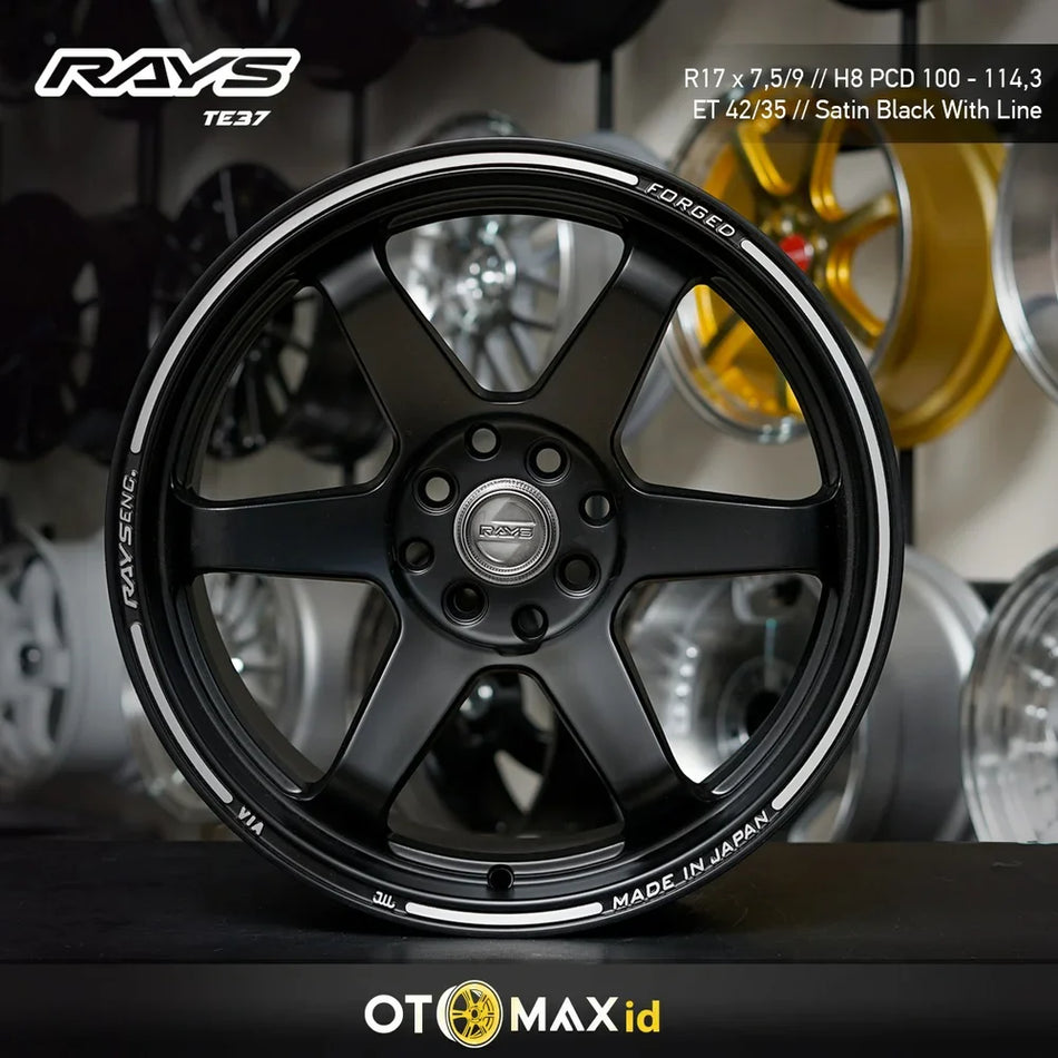 Velg Mobil Rays Ring 17 Satin Hitam Dengan garis