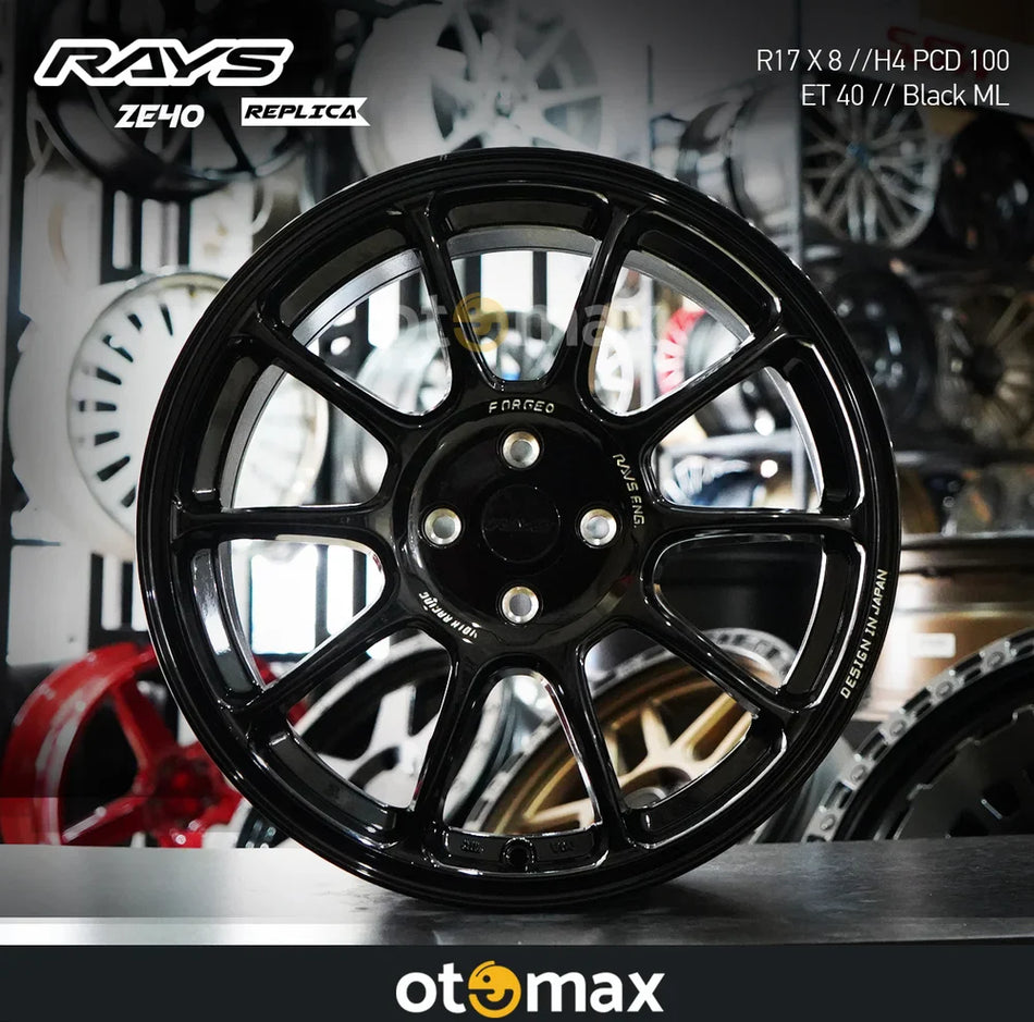 Velg Mobil Rays ZE40 Ring 17 H4 Penggilingan Hitam