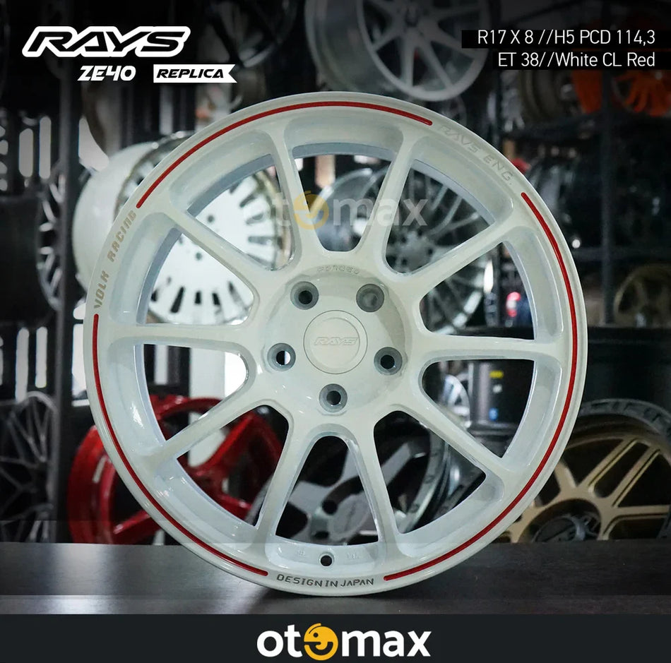 Velg Mobil Rays ZE40 Ring 17 Putih Bening Merah