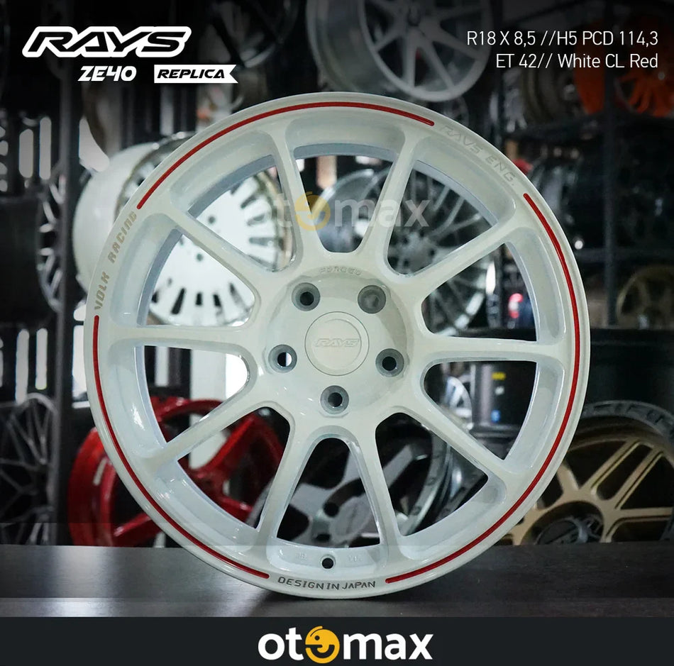 Velg Mobil Rays ZE40 Ring 18 White Clear Red