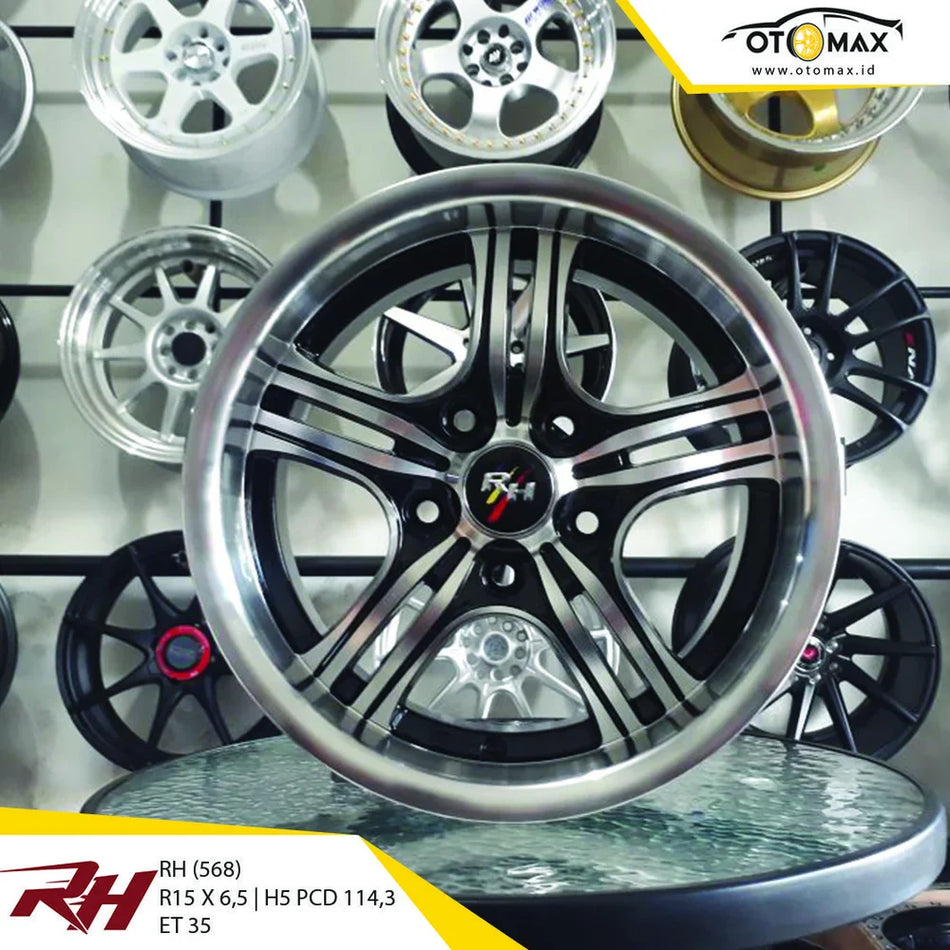 Velg Mobil RH 568 Ring 15 Black Machine Face