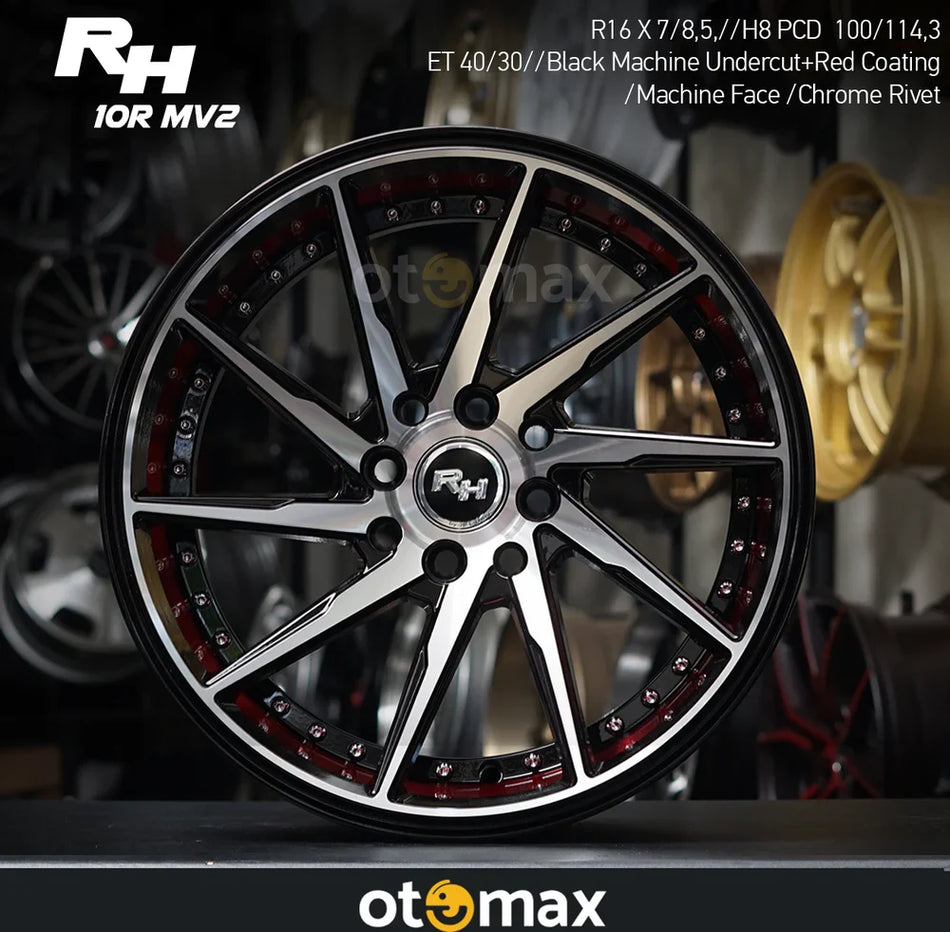 Velg Mobil RH CVT 10RMV2 Ring 16 Black Machine Face Undercut Red Coating