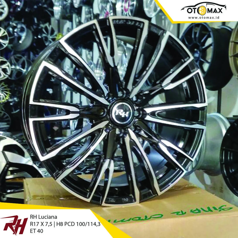 Velg Mobil RH Luciana Ring 17 Wajah Mesin Hitam