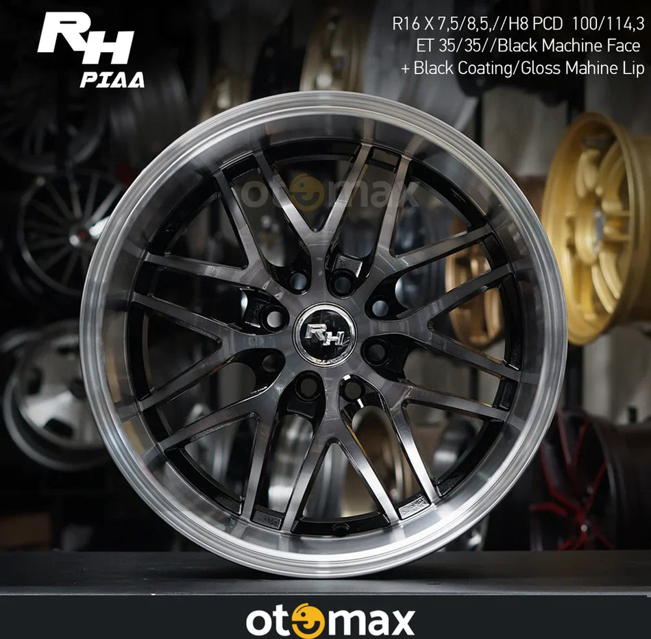 Velg Mobil RH PIAA Ring 16 Mesin Wajah Hitam Bibir