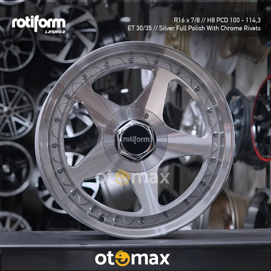 Velg Mobil Rotiform L2SR03 Ring 16 Silver Full Polish White Crome Rivert