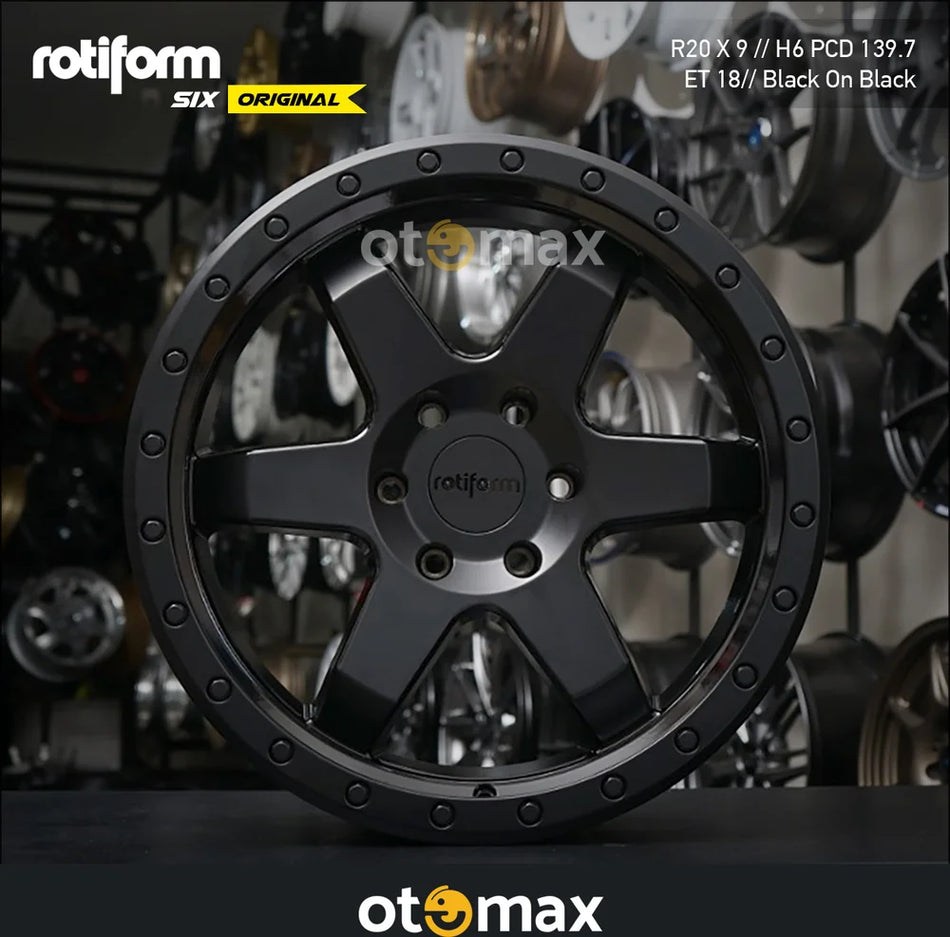 Velg Mobil Rotiform SIX Original Ring 20 Hitam Di Atas Hitam