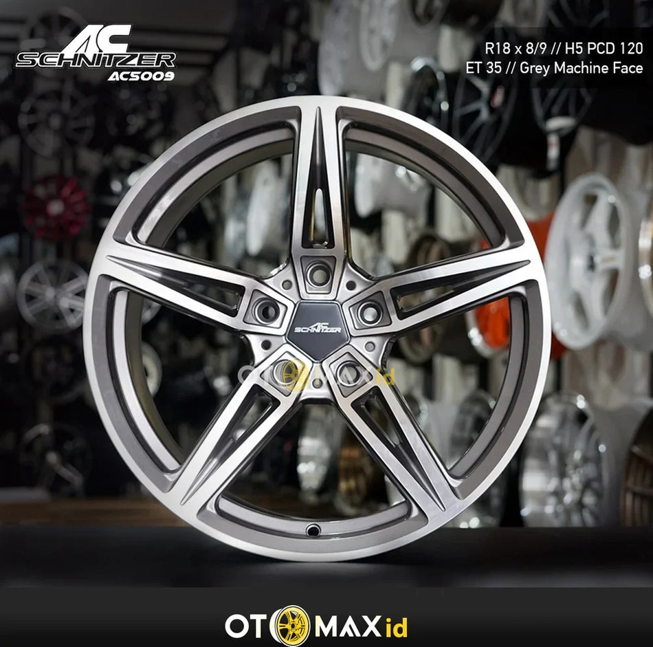 Velg Mobil Schnitzer AC5009 Ring 18 Wajah Mesin Abu-Abu