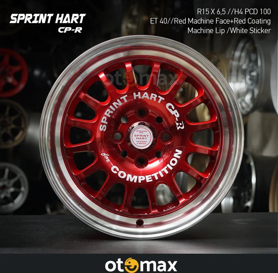 Velg Mobil Sprint Hard CP-R Ring 15 Mesin Merah Wajah Mesin Pelapis Merah Bibir