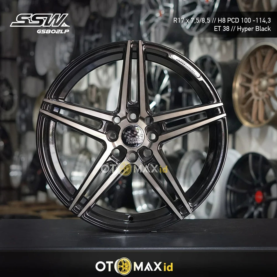 Velg Mobil SSW GS802LP Ring 17 H8 Hitam Full Polish