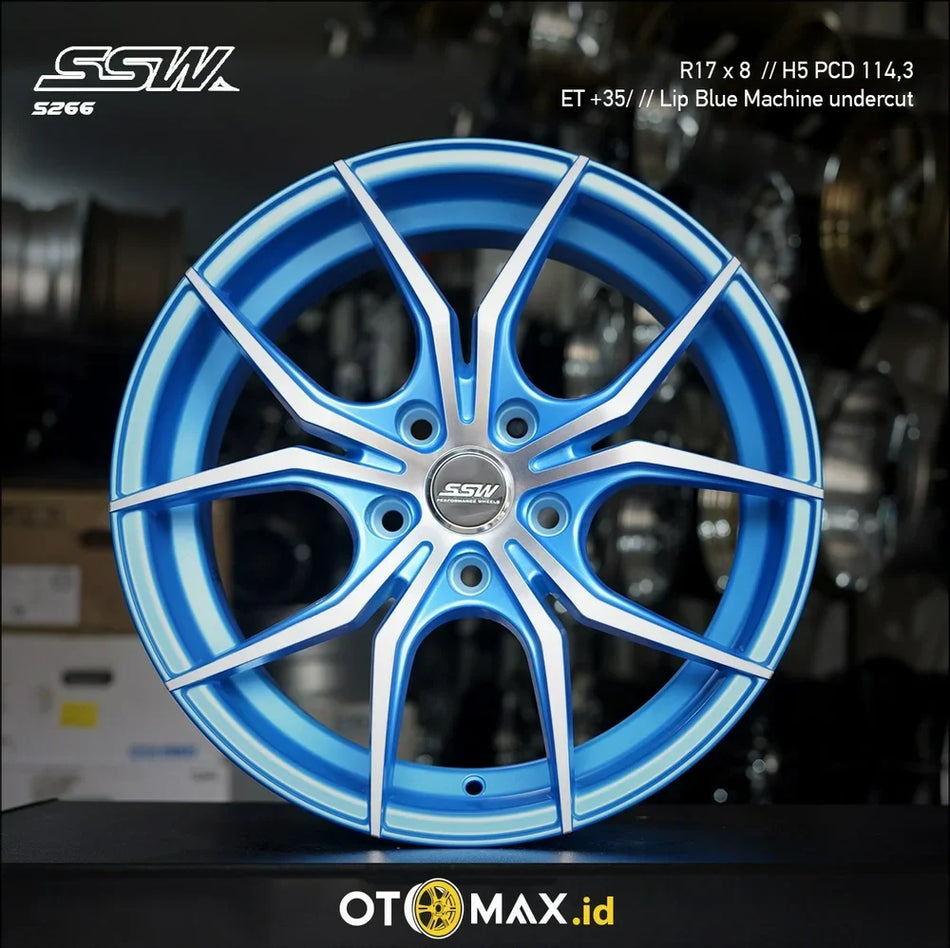 Velg Mobil SSW Ring 17 Lip Blue Mesin Undercut