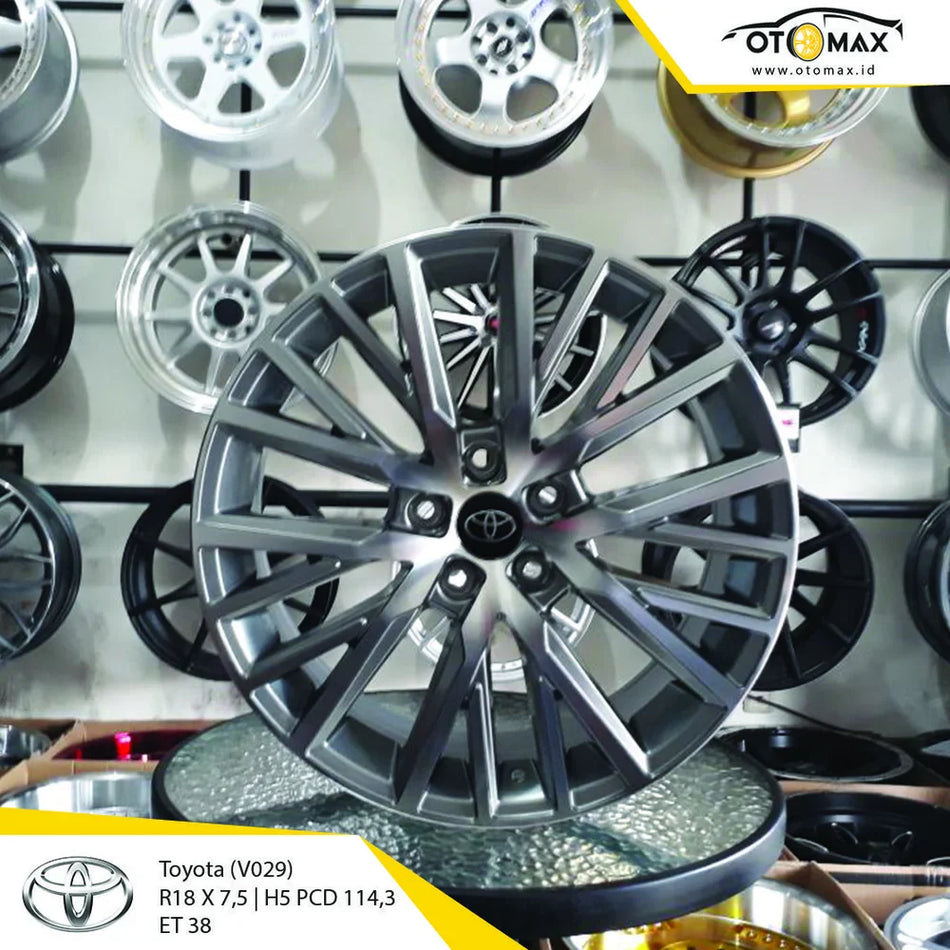 Velg Mobil Toyota V029 Ring 18 Dark Grey Full Polish