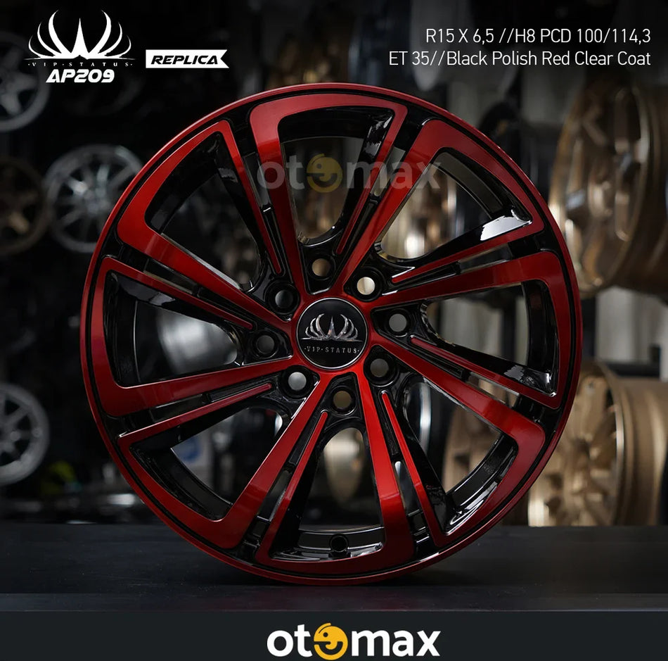 Velg Mobil VIP Status AP209 Ring 15 Black Polish Red Clear Coating