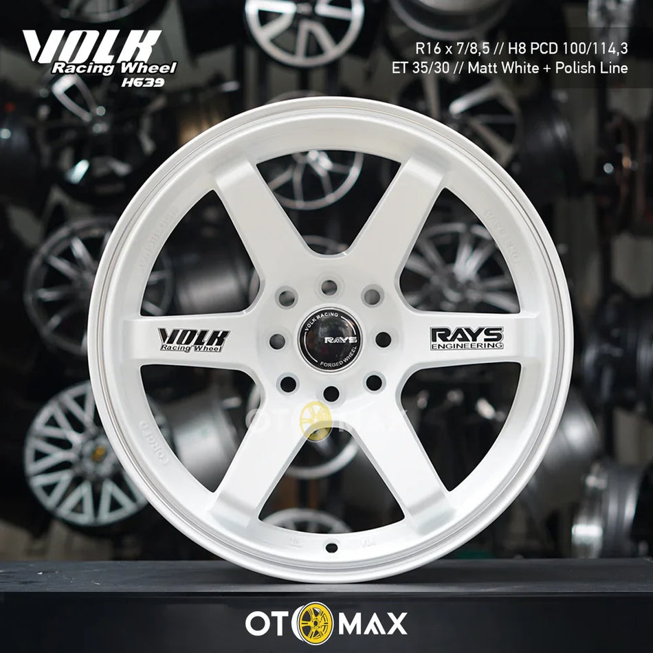 Velg Mobil Volk Racing Wheel Ring 16 Matt White Polish Line