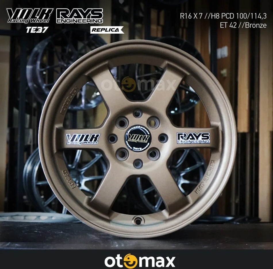 Velg Mobil Volk Rays TE37 1ABR42 Ring 16 H8 Perunggu