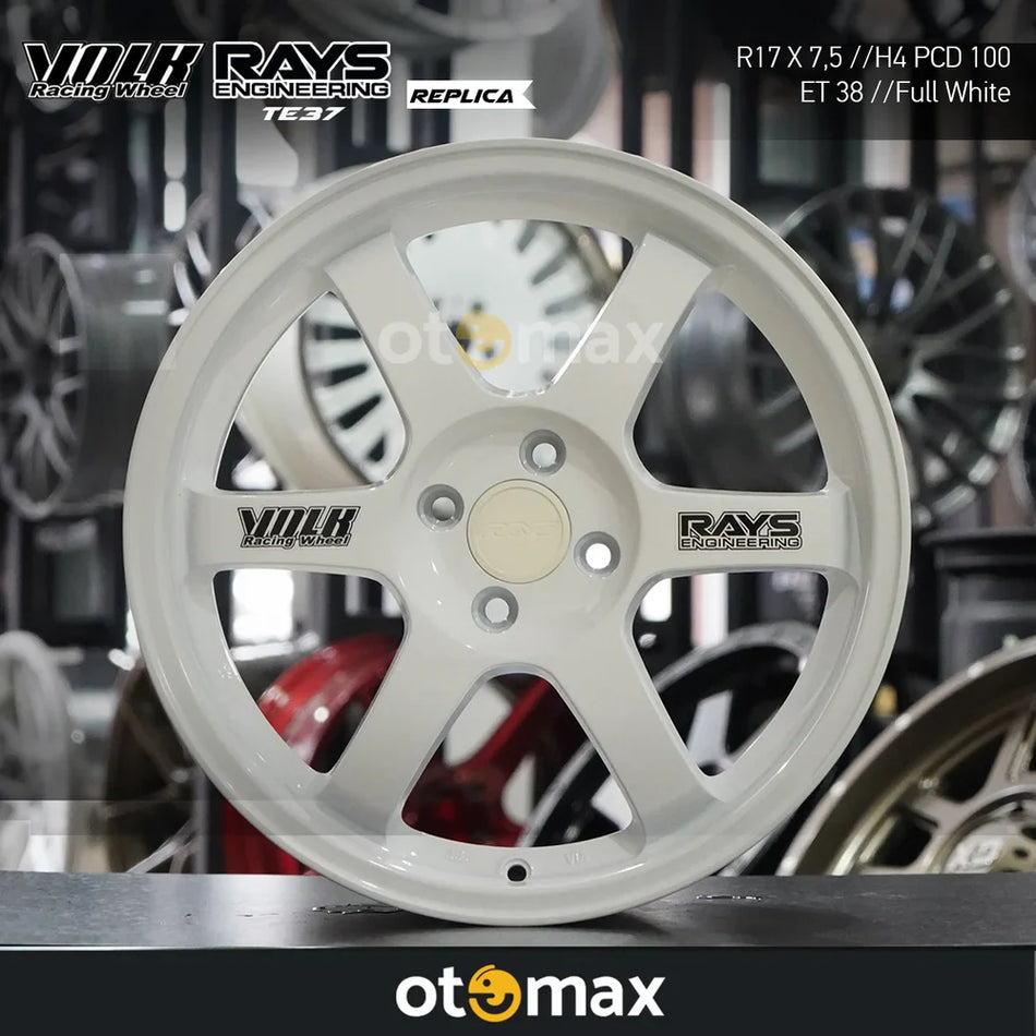 Velg Mobil Volk Rays Te37 6033 Ring 17 H4 Full Putih