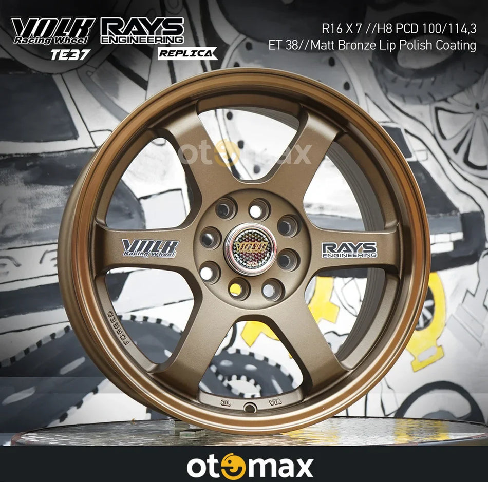 Velg Mobil Volk Rays TE37 694 Ring 16 H8 Matt Bronze Lip Polish Coating