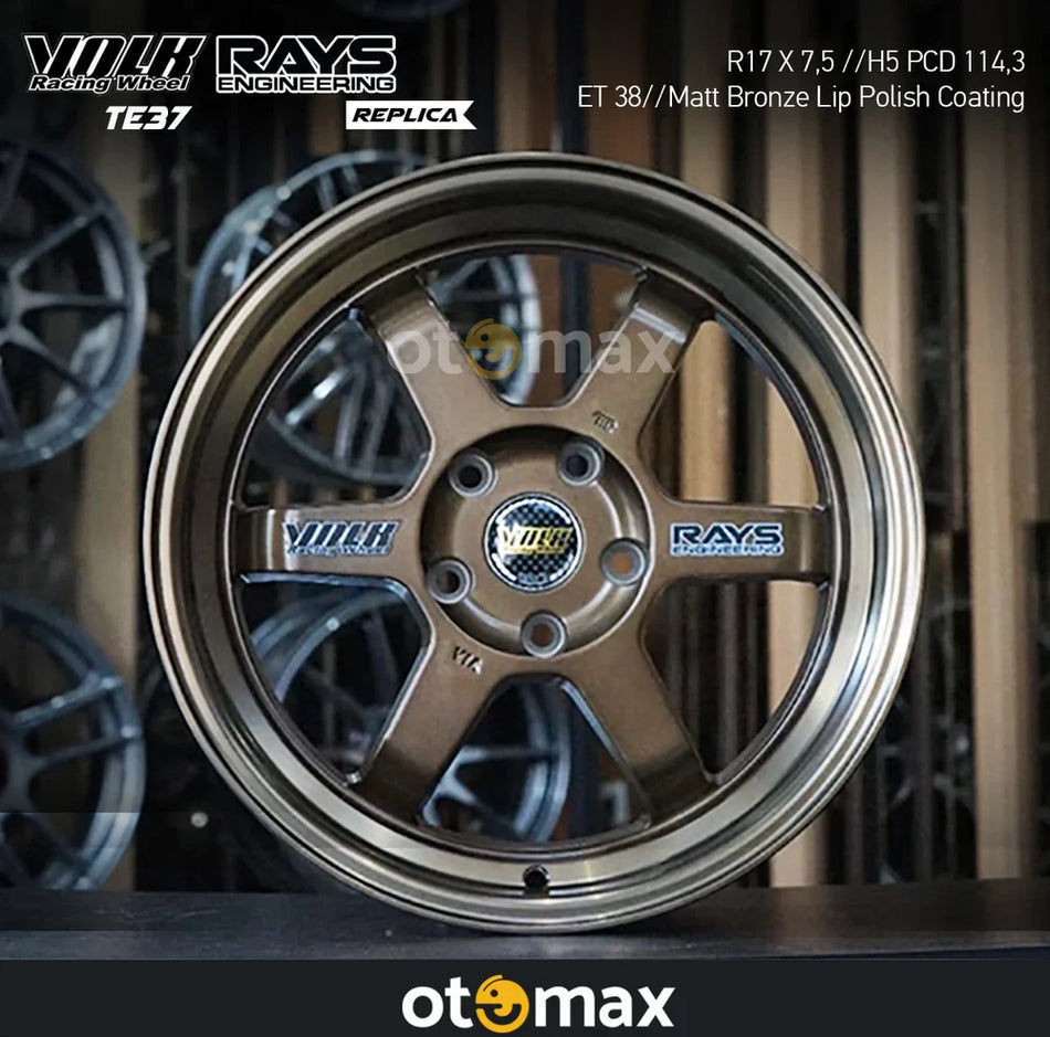 Velg Mobil Volk Rays TE37 H658 Ring 17 Matt Bronze Lip Polish Coating