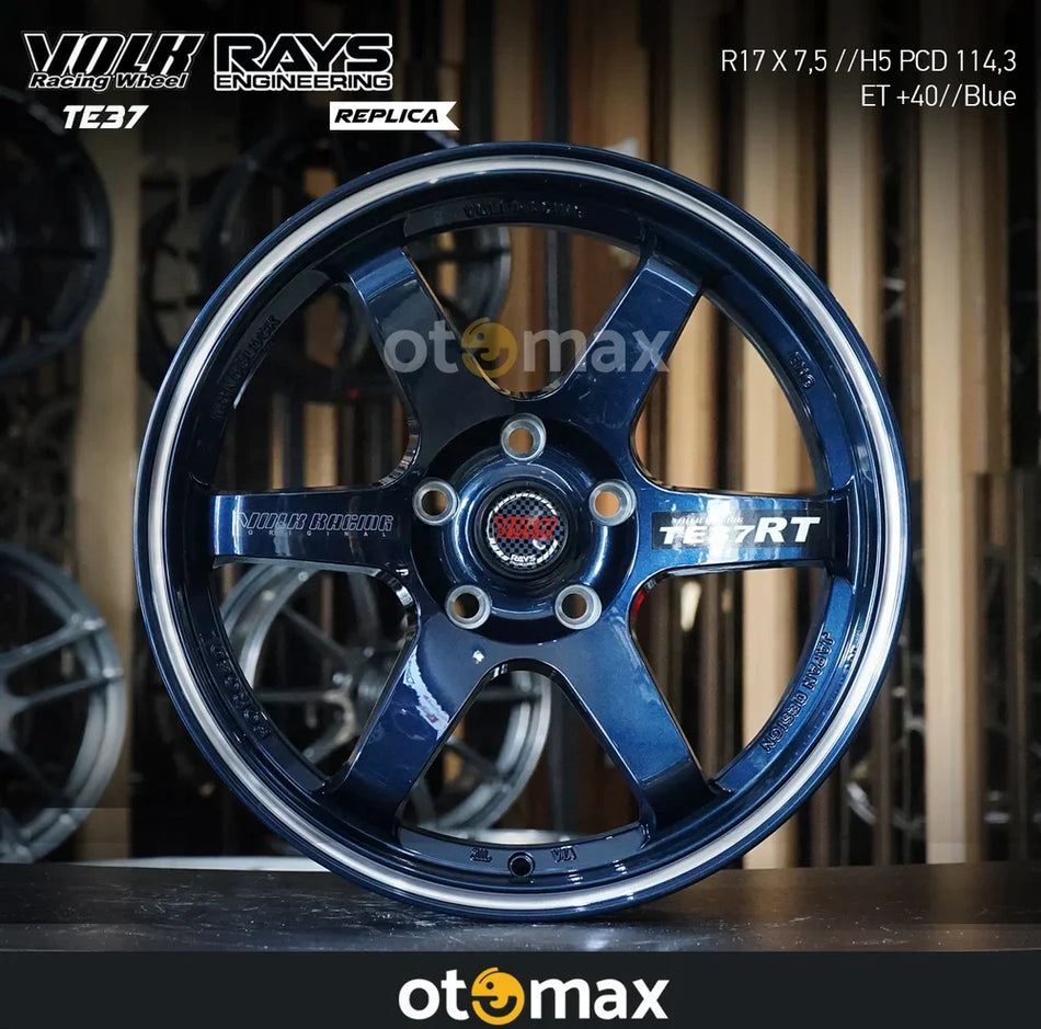 Velg Mobil Volk Rays TE37 HON4 Ring 17 Biru