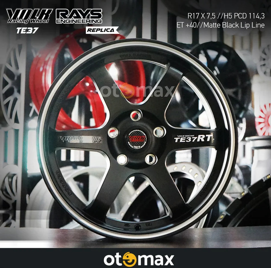 Velg Mobil Volk Rays TE37 HON4 Ring 17 Matte Black Lip Line